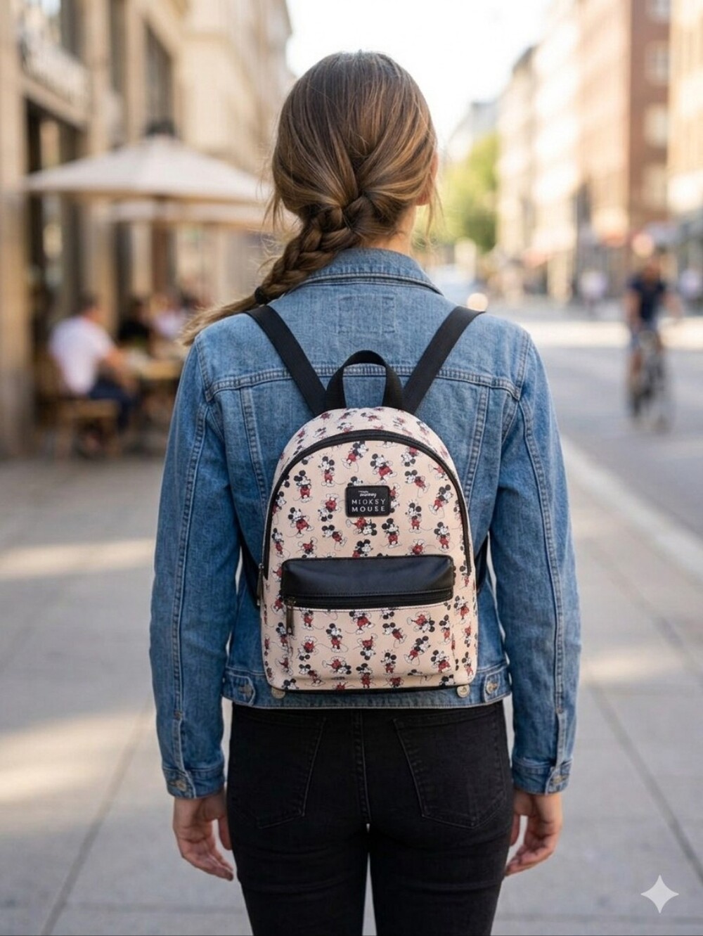 Disney Pink Cream Mickey Mouse Mini Backpack with Black Trim